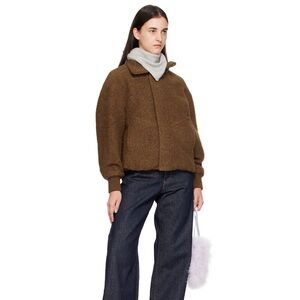 Yves Salomon Gray Wool Scarf